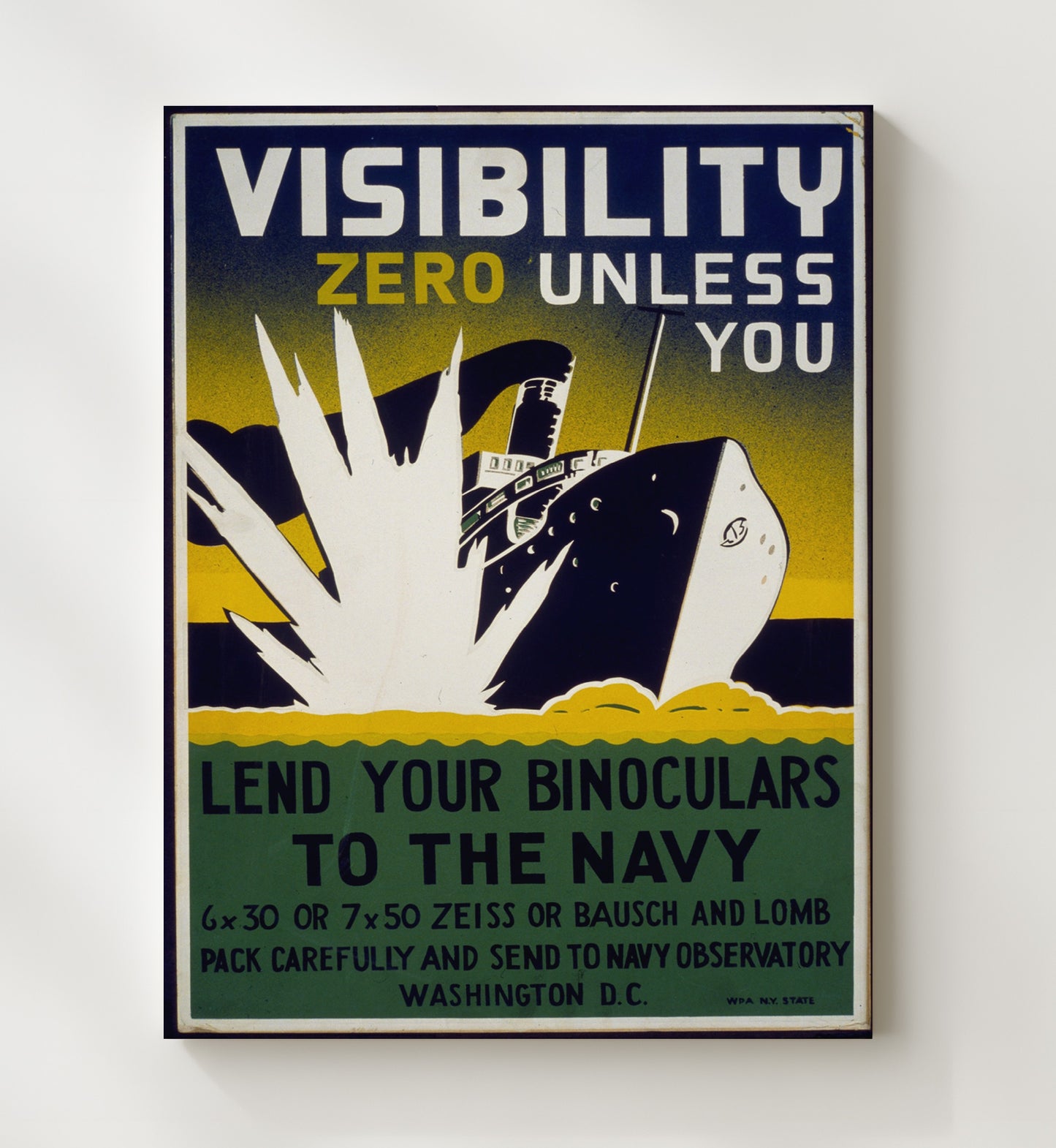 Visibility Zero - Lend Your Eyes vintage war poster canvas wall art 20x24 Canvas