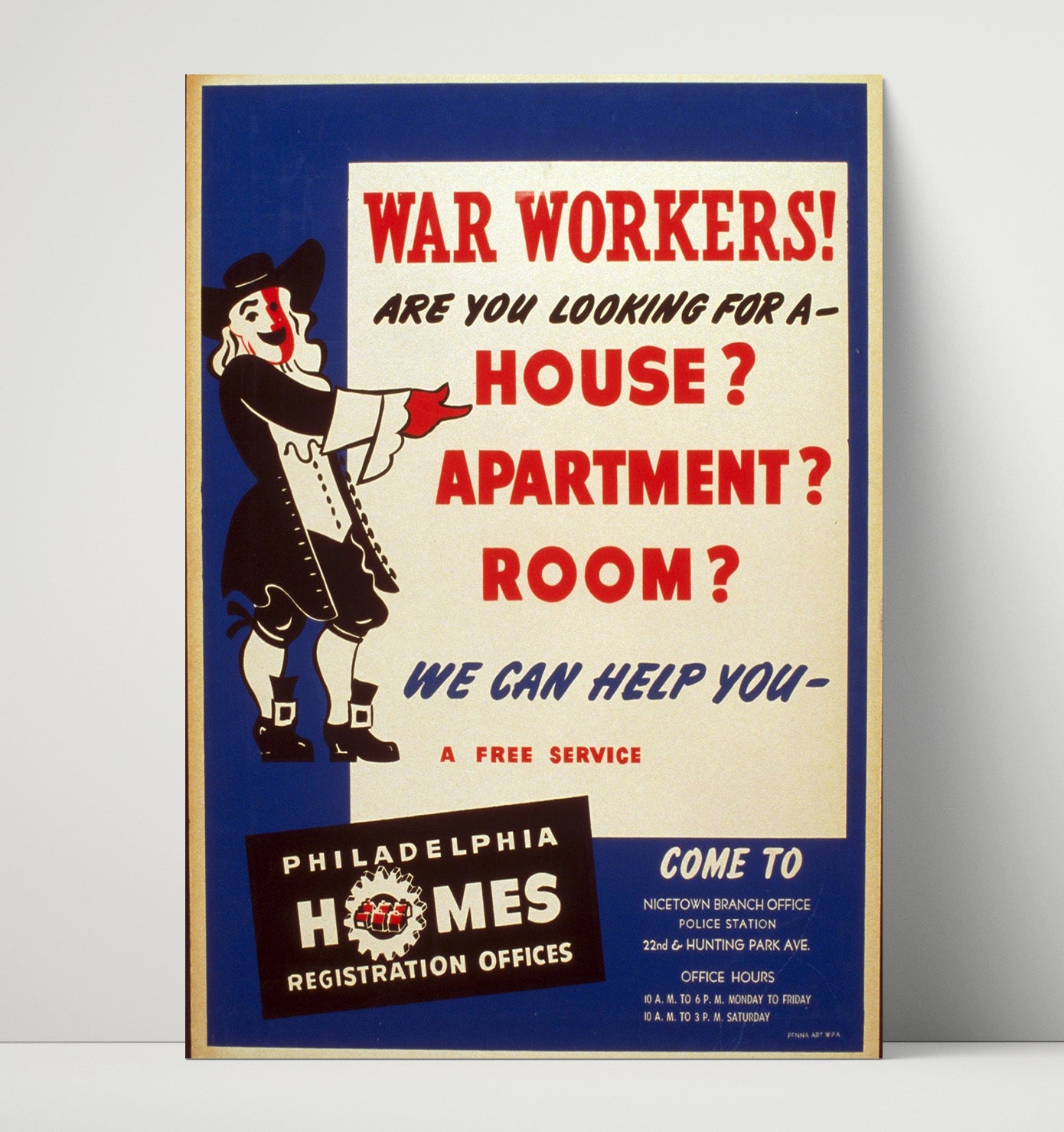 War Workers Housing - Room for You war poster wall art 16x20 Unframed Print
