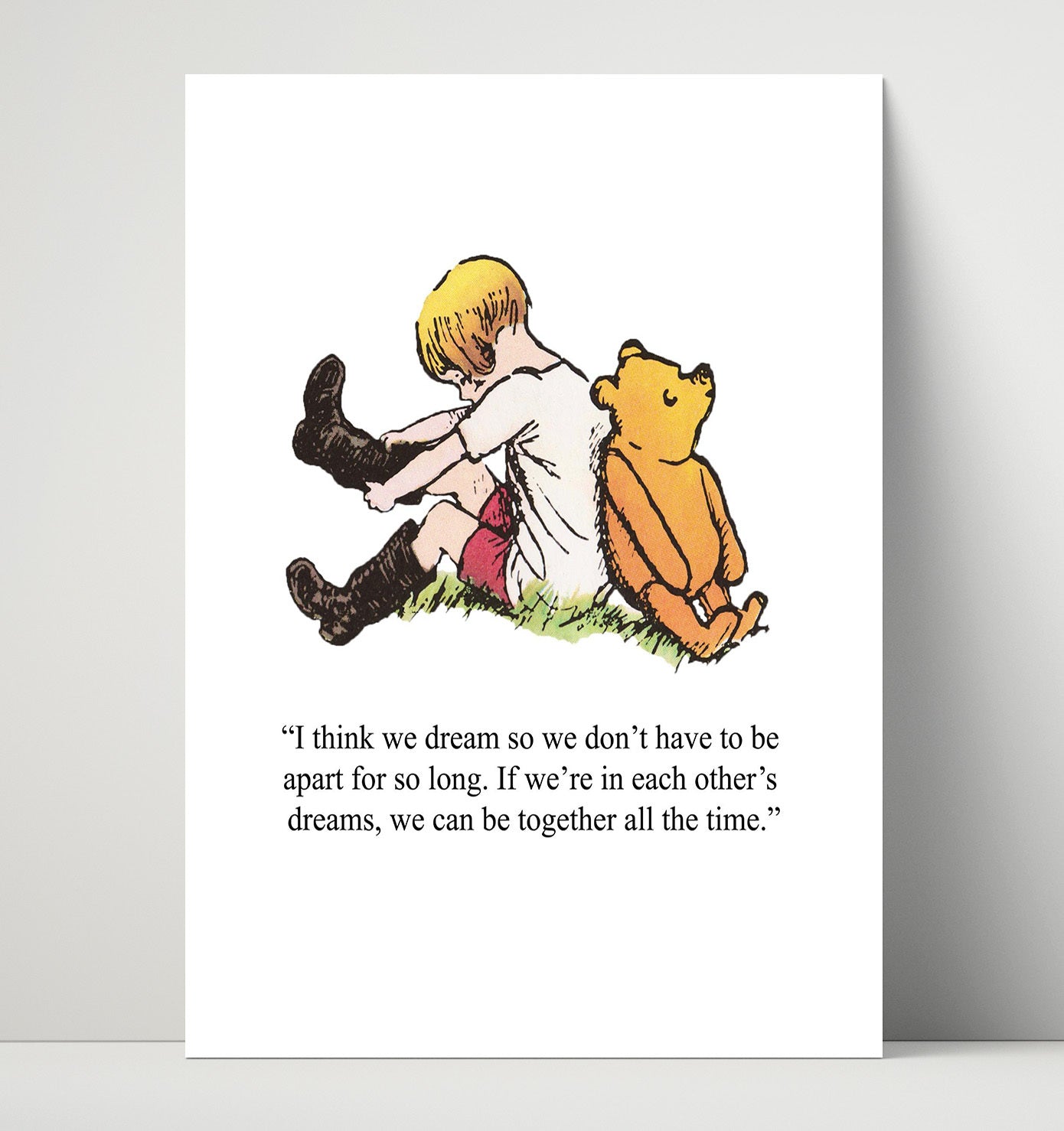 Winnie The Pooh Christopher Robin and Pooh Dreaming Together Print 16x20 Unframed Print Winnie-the-Pooh wall art print – Winnie the Pooh decor