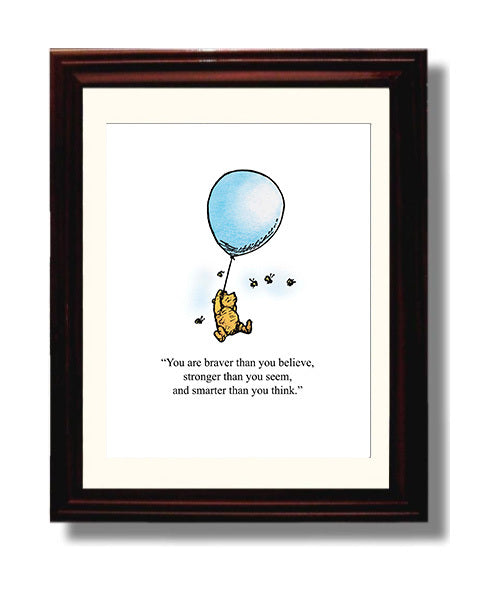 Winnie the Pooh - Balloon Bravery Quote - 8x10 Beveled Frame