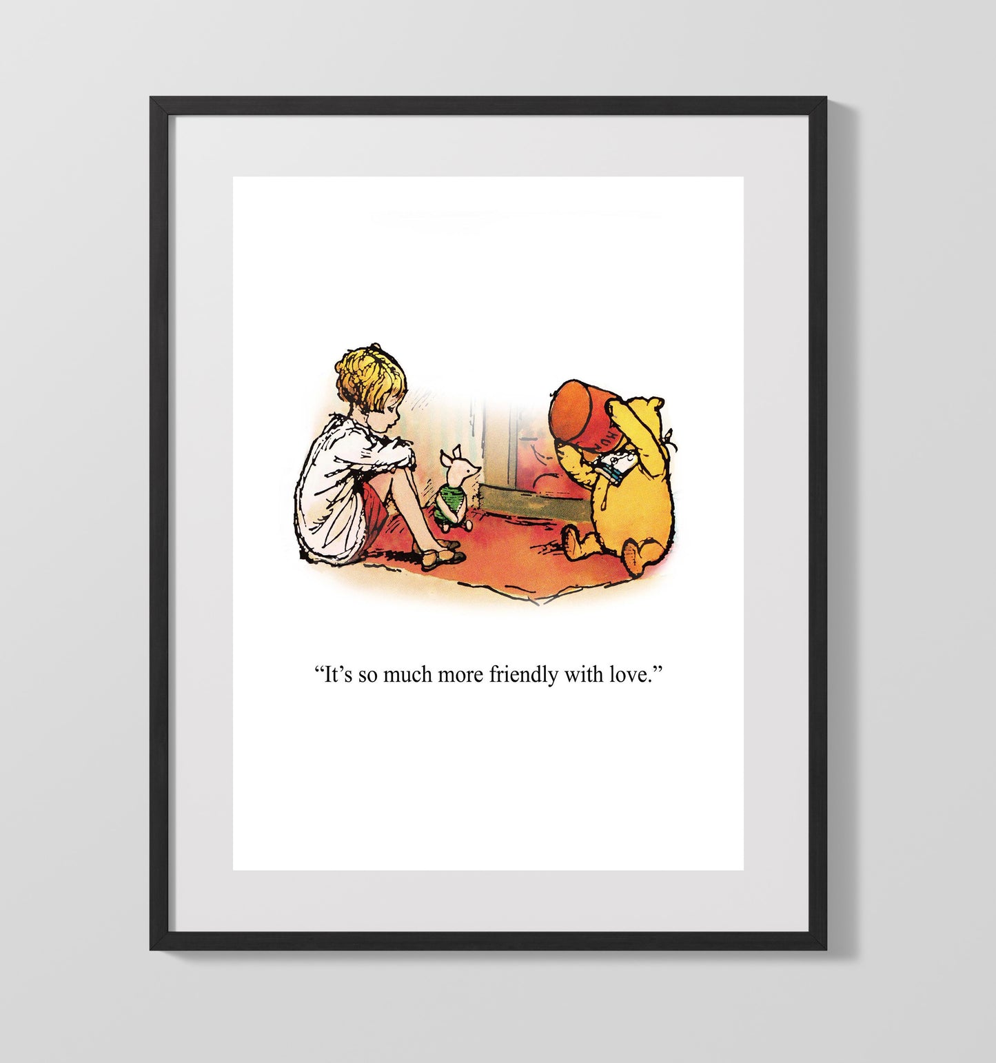 Winnie the Pooh and Piglet - Cozy Friendship wall art print 16x20 Unframed Print