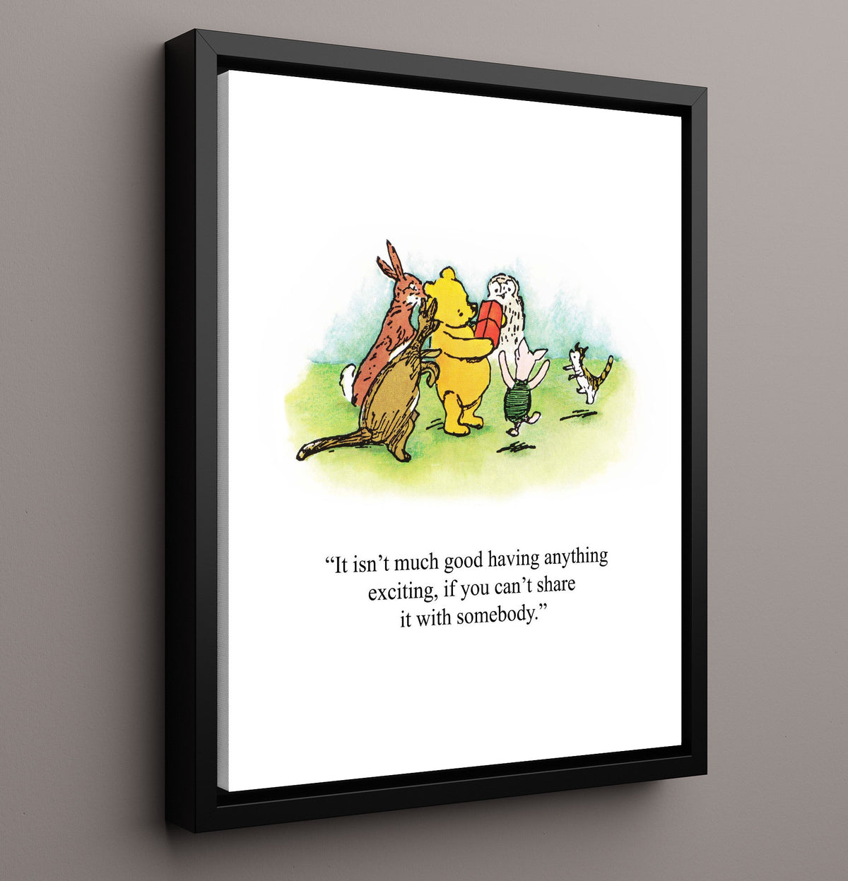 Winnie the Pooh - Sharing Honey with Friends - 16x20 Framed Canvas