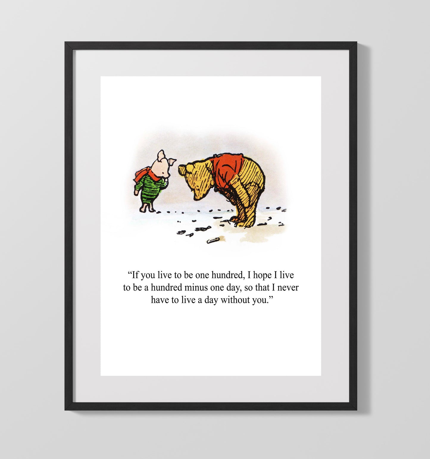 Winnie the Pooh and Piglet - Lasting Friendship Quote wall art print 16x20 Unframed Print