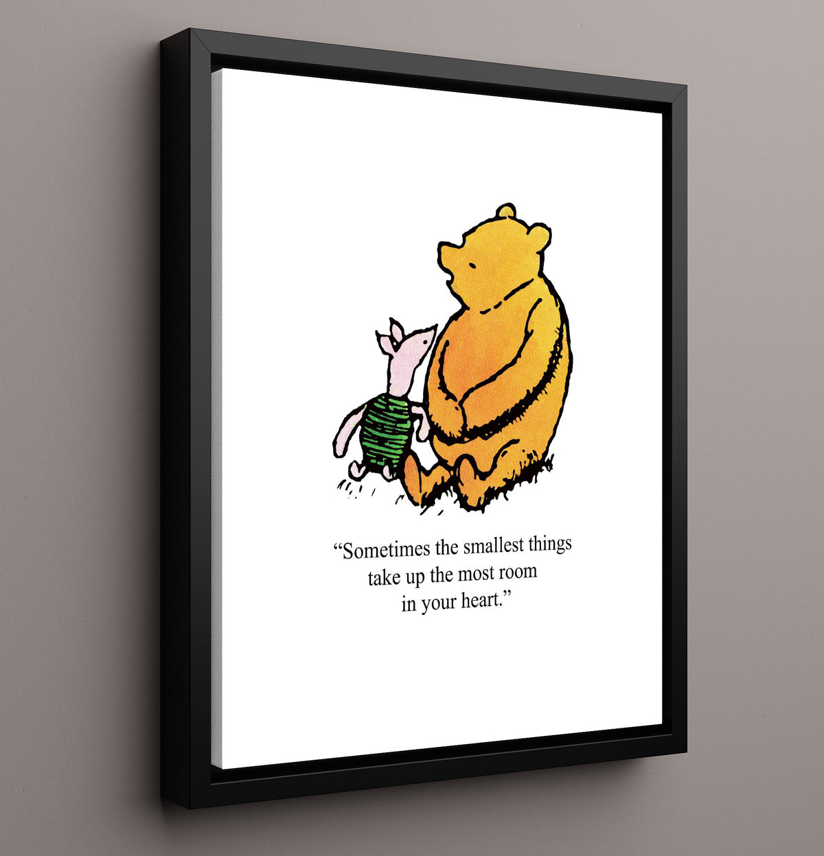 Winnie the Pooh and Piglet - Small Things Quote - 16x20 Framed Canvas