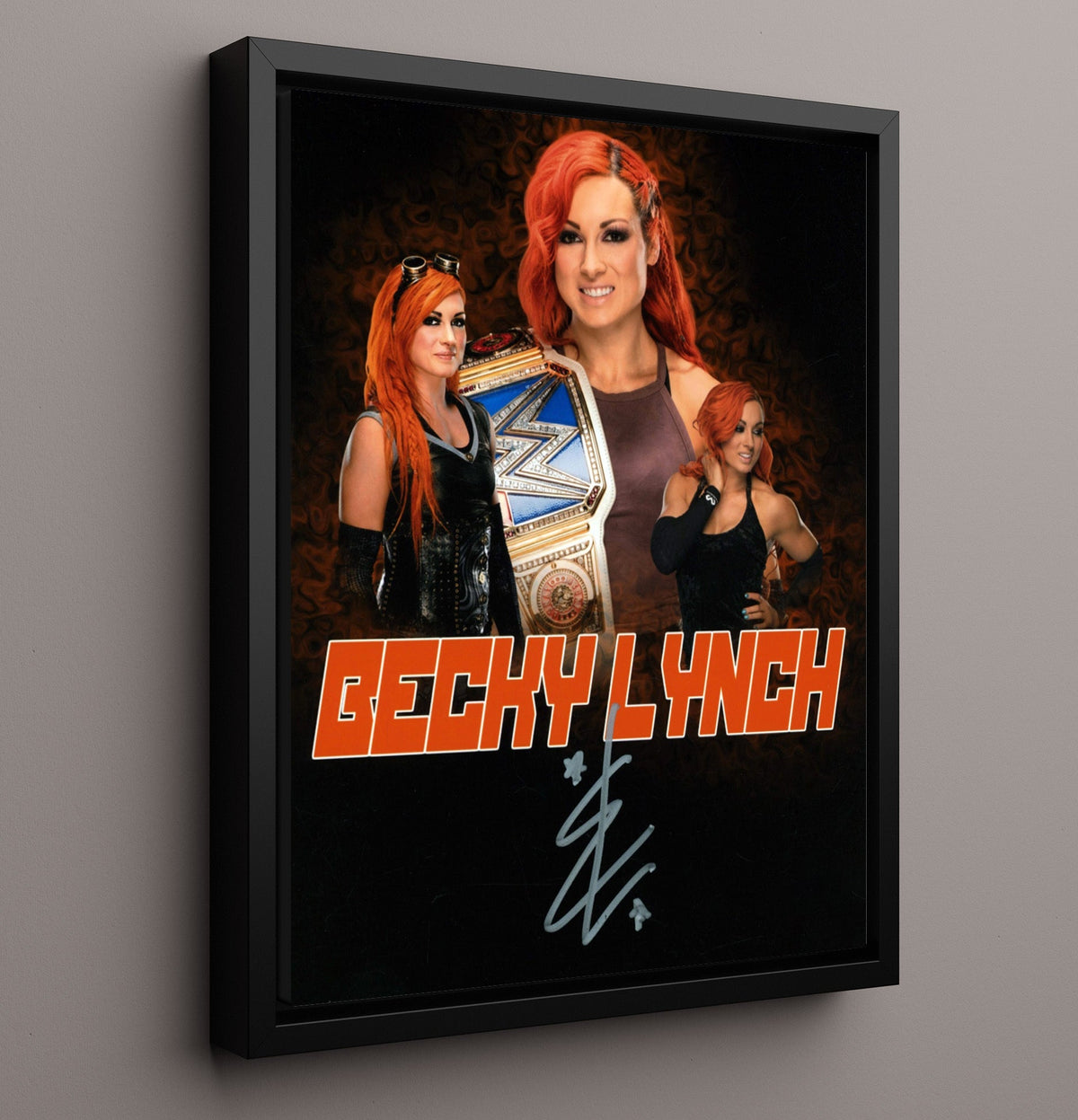 Becky Lynch - Championship Belt Collage - Framed Canvas wrestling wall art