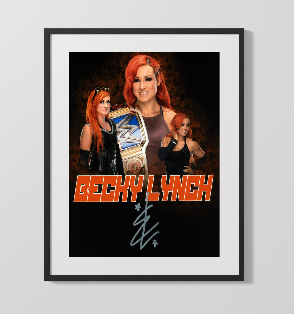 Becky Lynch - Championship Belt Collage - Gallery Frame wrestling wall art