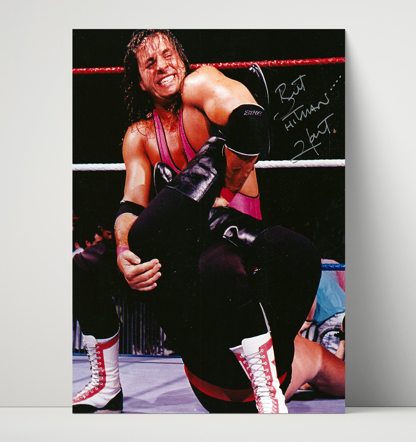 Bret Hart - Sharpshooter Ring Action Portrait Wrestling Wall Art Unframed Print wall art print – wrestling decor