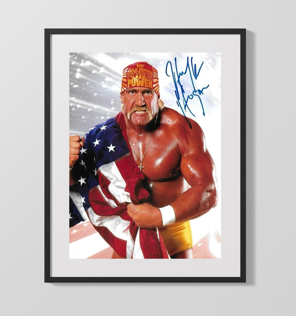 Hulk Hogan - American Flag Hulkamania Pose - Gallery Frame wrestling wall art