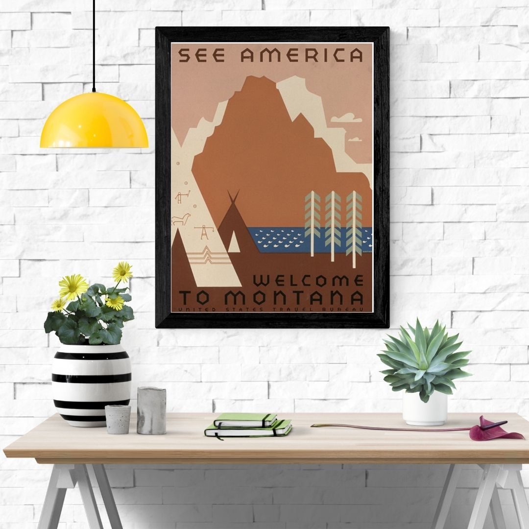 Travel Poster Print: See America - Welcome to Montana - vintageframedprints.com