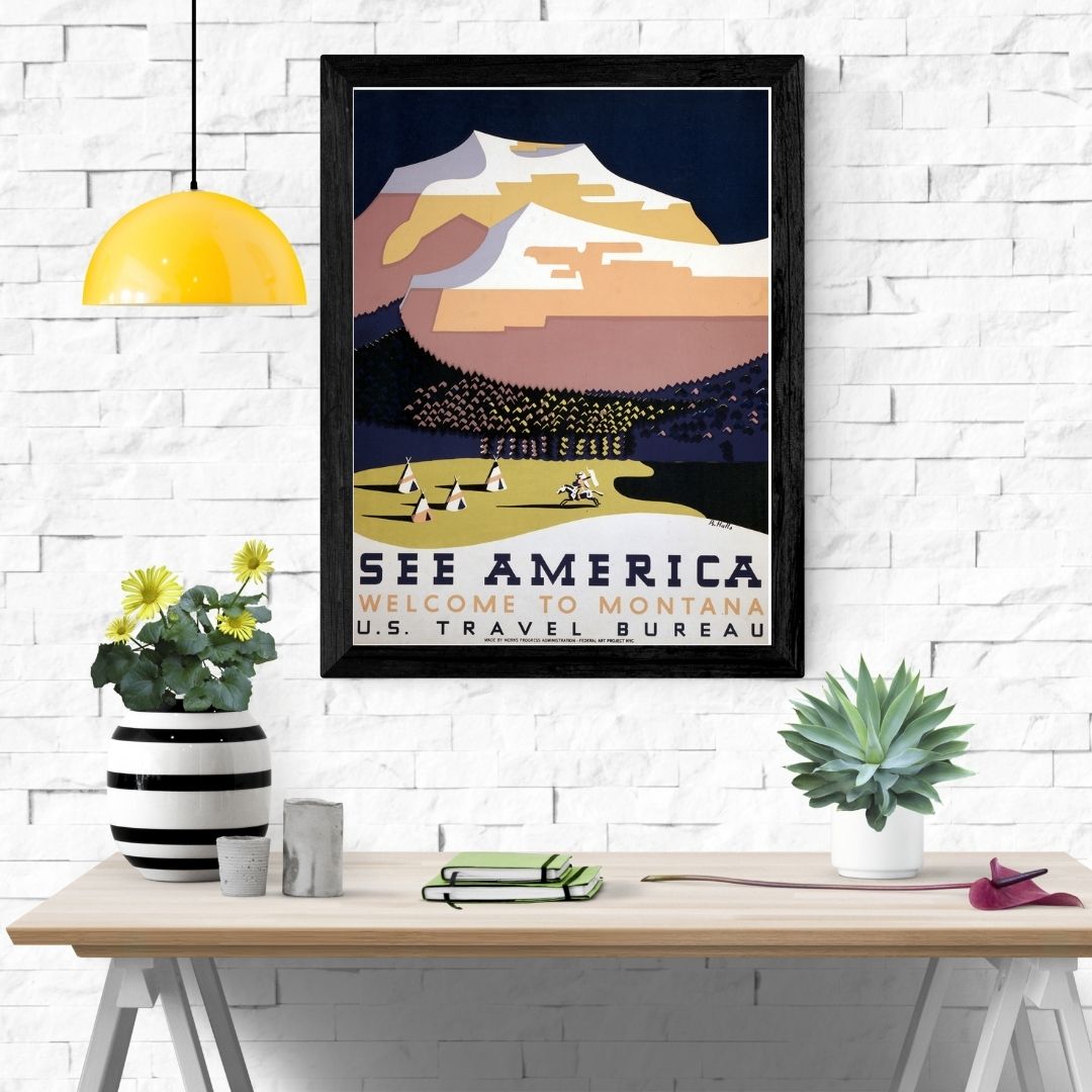 Travel Poster Print: See America - Welcome to Montana Travel Bureau - vintageframedprints.com