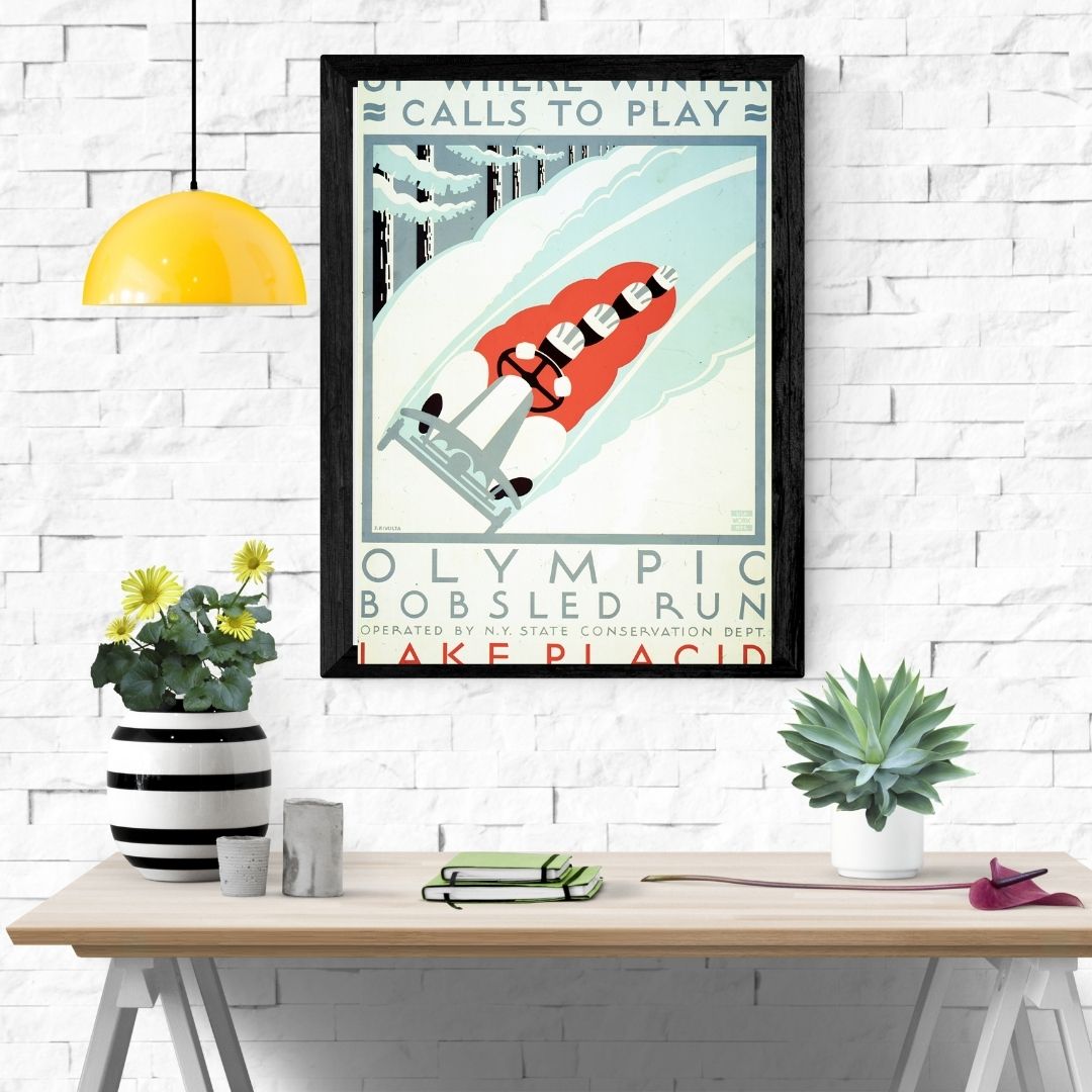 Travel Poster Print: Olympic Bobsled Run - Lake Placid - vintageframedprints.com