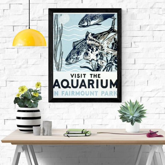 Travel Poster Print: Fairmount Park - Visit the Aquarium - vintageframedprints.com