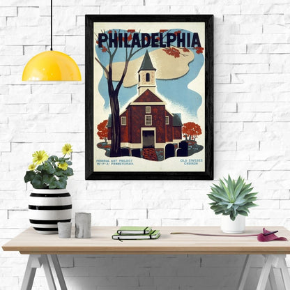 Travel Poster Print: Philadelphia - Old Swedes Church - vintageframedprints.com