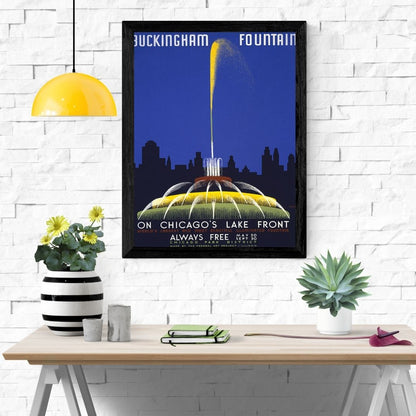 Travel Poster Print: Buckingham Fountain - vintageframedprints.com