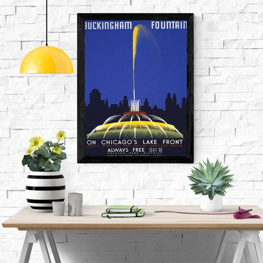 Travel Poster Print: Buckingham Fountain - vintageframedprints.com