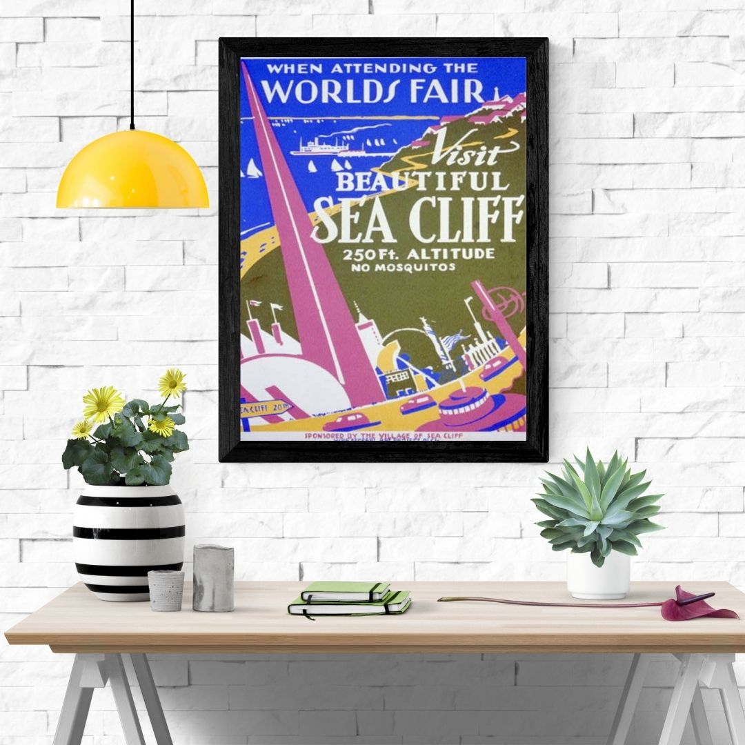 Travel Poster Print: Sea Cliff - No Moqsuitos! - vintageframedprints.com