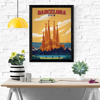 Travel Poster Print: Barcelona, Spain - vintageframedprints.com