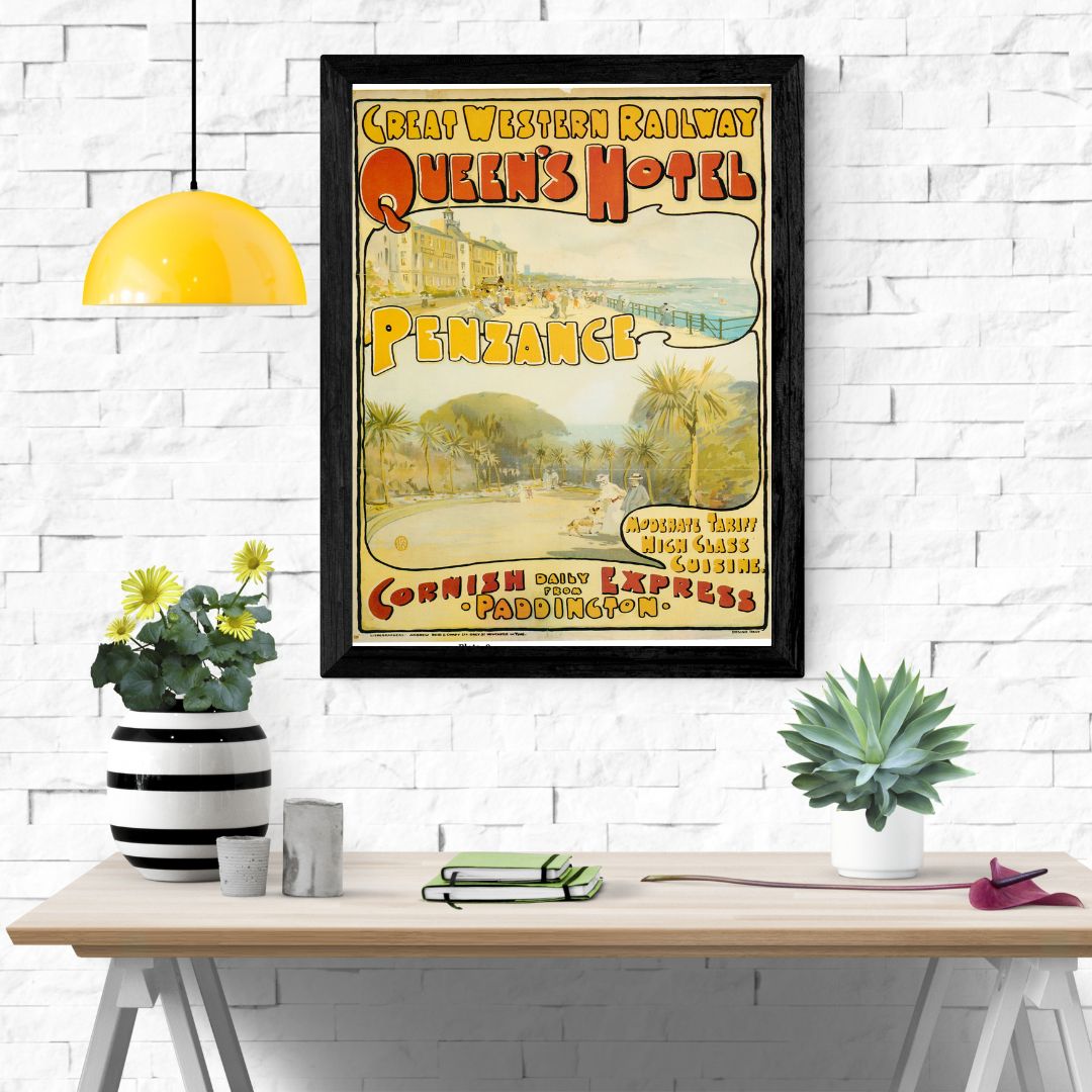 Travel Poster Print: Great Western Railway Queen's Hotel Penzance - vintageframedprints.com