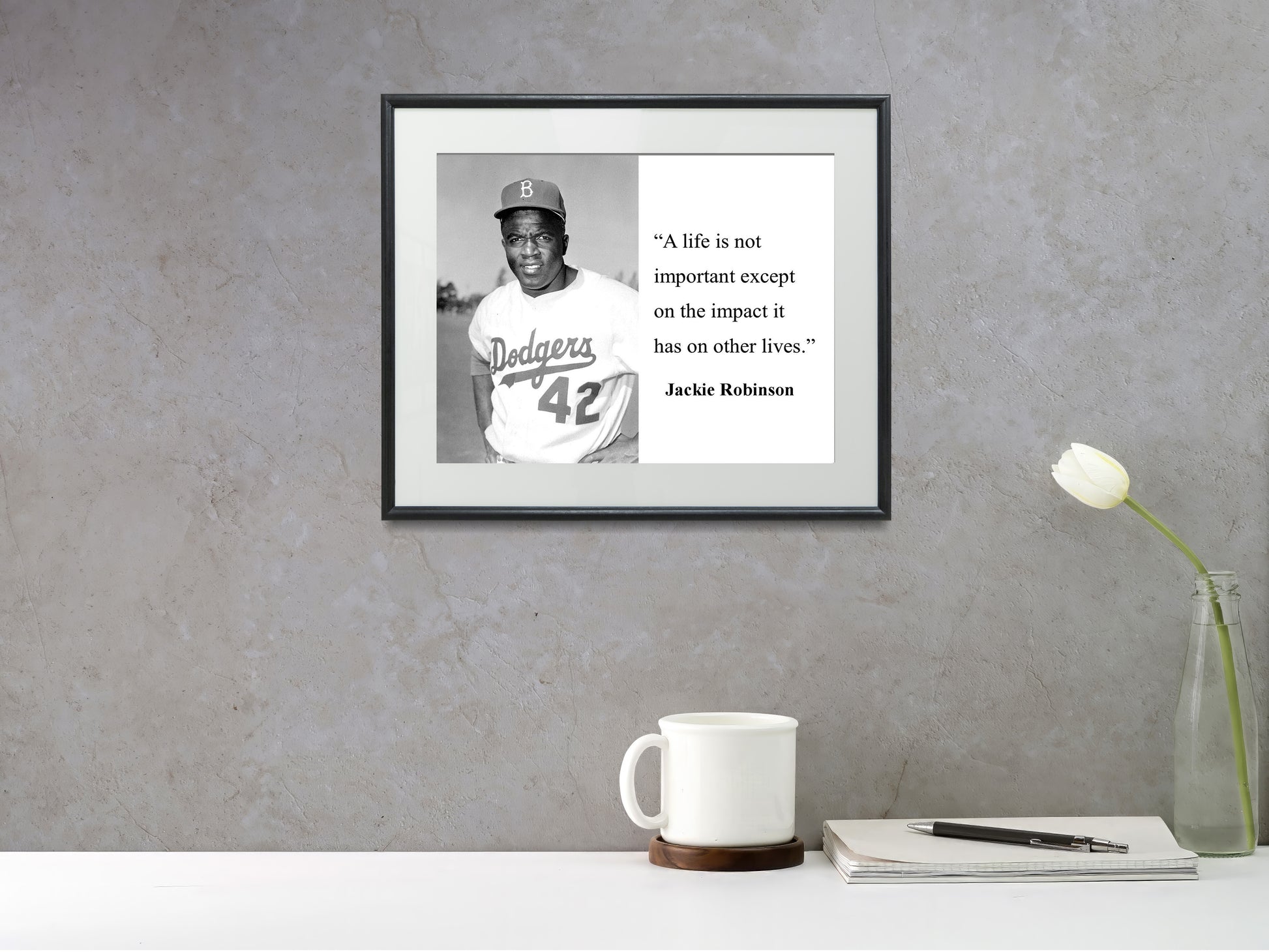 16x20 Framed Jackie Robinson Quote - The Impact on Other Lives - vintageframedprints.com