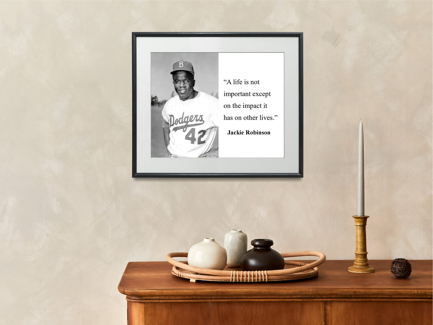 16x20 Framed Jackie Robinson Quote - The Impact on Other Lives - vintageframedprints.com