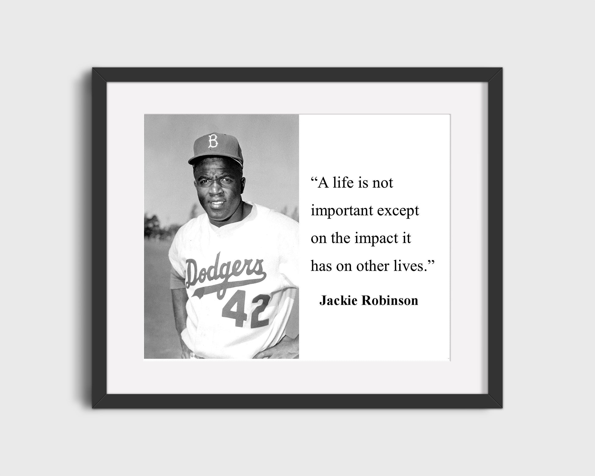 16x20 Framed Jackie Robinson Quote - The Impact on Other Lives - vintageframedprints.com