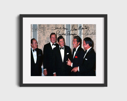 16x20 Framed Bob Hope With Friends Autograph Promo Print - John Wayne, Dean Martin, Ronald Reagan and Frank Sinatra - vintageframedprints.com