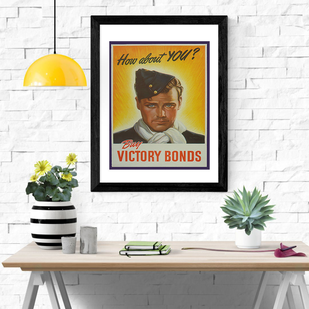 Canadian War Time Print: "Buy Victory Bonds" - vintageframedprints.com
