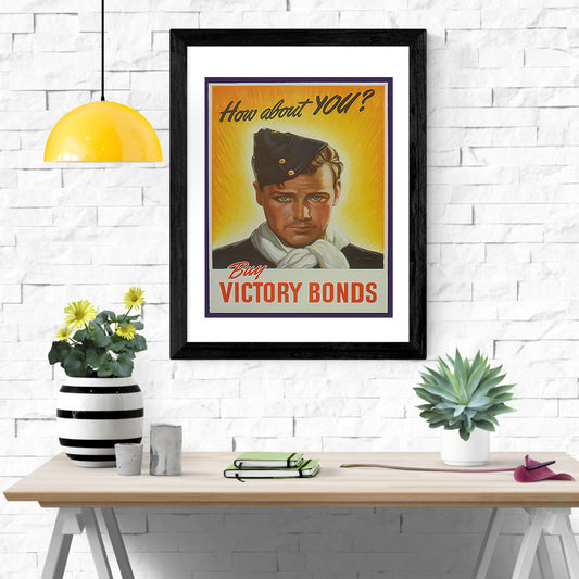 Canadian War Time Print: "Buy Victory Bonds" - vintageframedprints.com