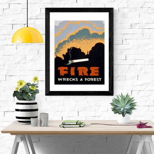 Health & Safety Print: Fire Wrecks a Forest - vintageframedprints.com