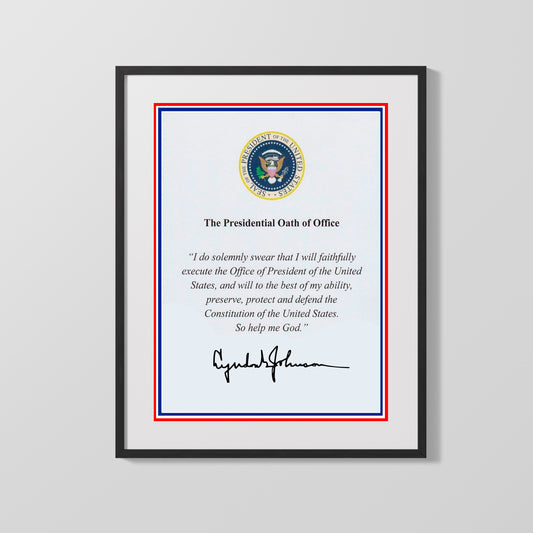 16x20 Framed Lyndon Johnson Autograph Promo Print - Presidential Oath of Office - vintageframedprints.com