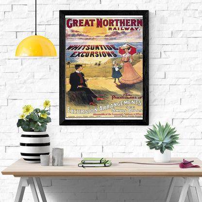 Travel Poster Print: Great Northern Railway - Whitsuntide Excursions - vintageframedprints.com