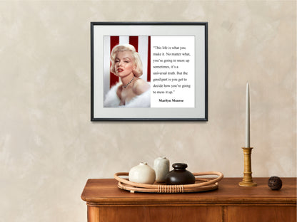 16x20 Framed Marilyn Monroe Quote - This Life Is What You Make It - vintageframedprints.com