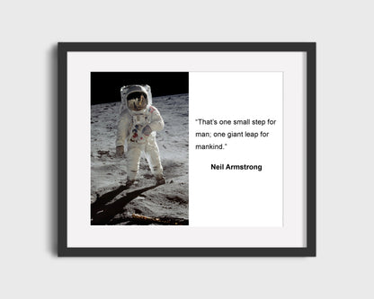 16x20 Framed Neil Armstrong Quote - One Small Step for Man - vintageframedprints.com