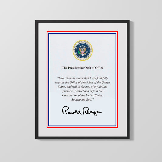 16x20 Framed Ronald Reagan Autograph Promo Print - Presidential Oath of Office - vintageframedprints.com