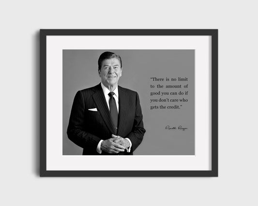 16x20 Framed Ronald Reagan Quote - If You Don't Care Who Gets The Credit - vintageframedprints.com