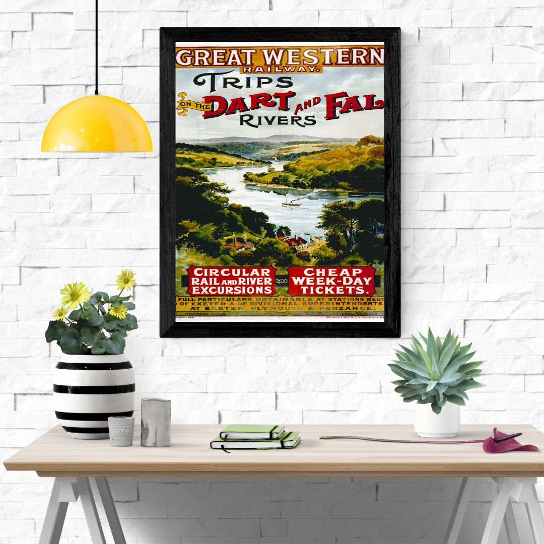 Travel Poster Print: Great Western Railway - Trips on the Dart and Fall Rivers - vintageframedprints.com