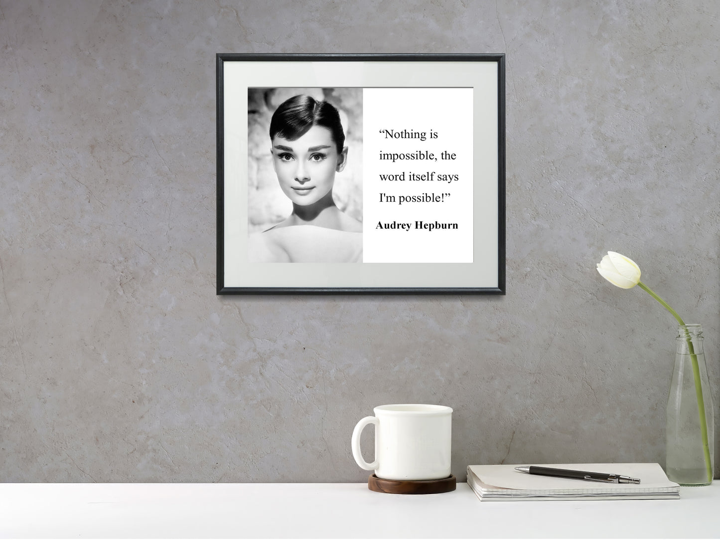 16x20 Gallery Print: Audrey Hepburn Quote "I'm Possible" - vintageframedprints.com