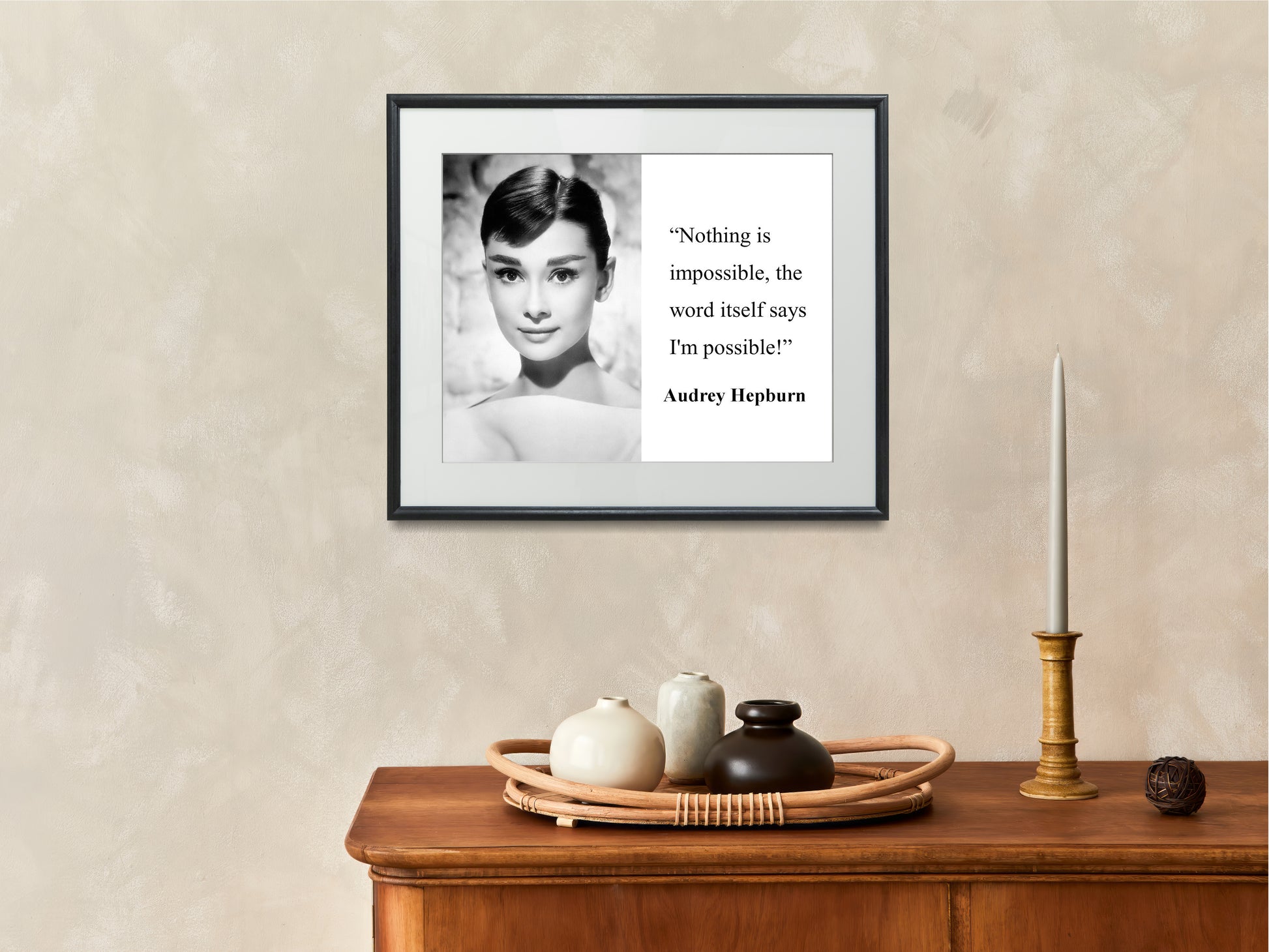 16x20 Gallery Print: Audrey Hepburn Quote "I'm Possible" - vintageframedprints.com