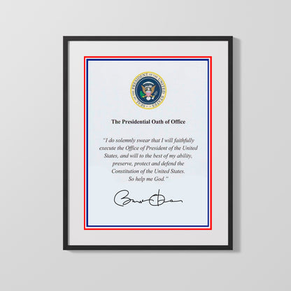 16x20 Framed Barak Obama Autograph Promo Print - Presidential Oath of Office - vintageframedprints.com