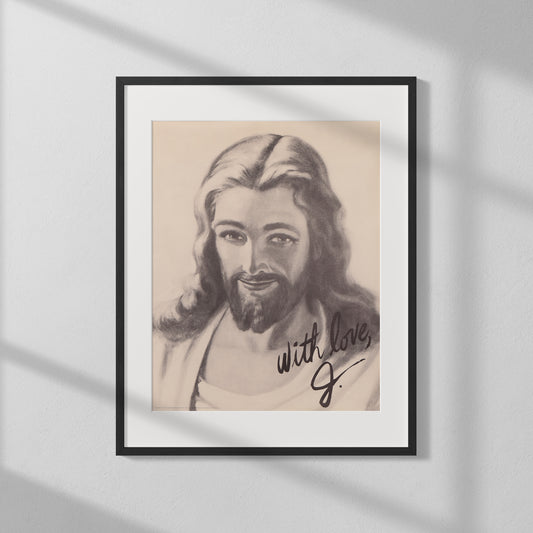 Humor Poster Print: Jesus "With Love" Autograph Humor Print - vintageframedprints.com