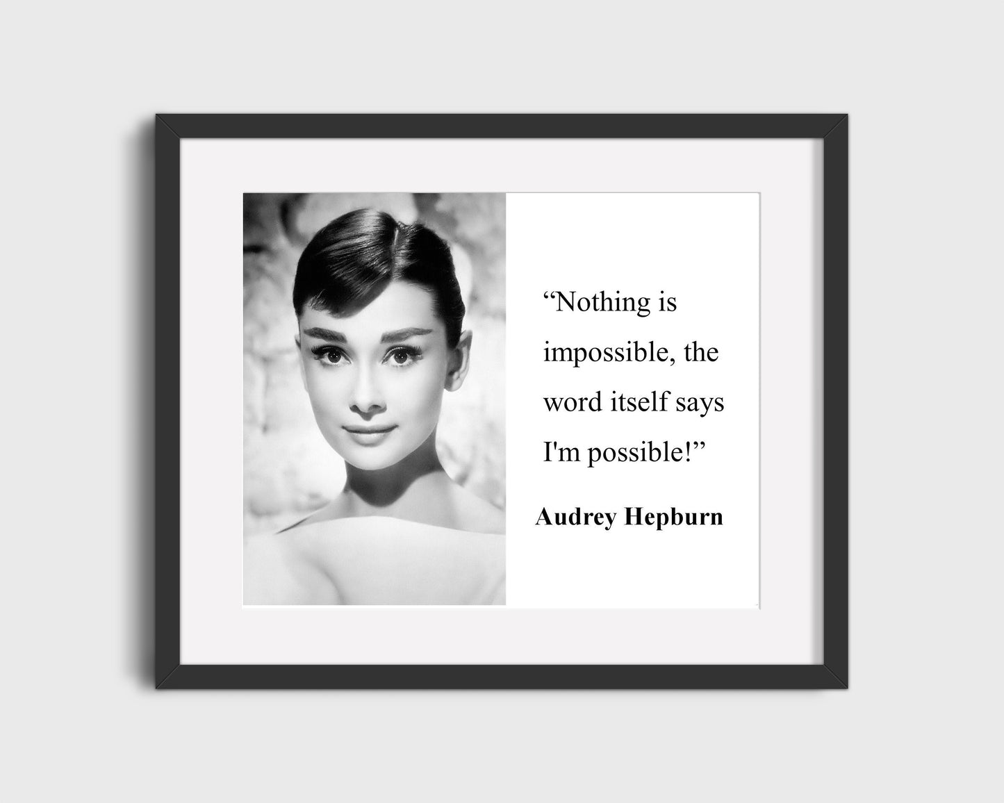 16x20 Gallery Print: Audrey Hepburn Quote "I'm Possible" - vintageframedprints.com