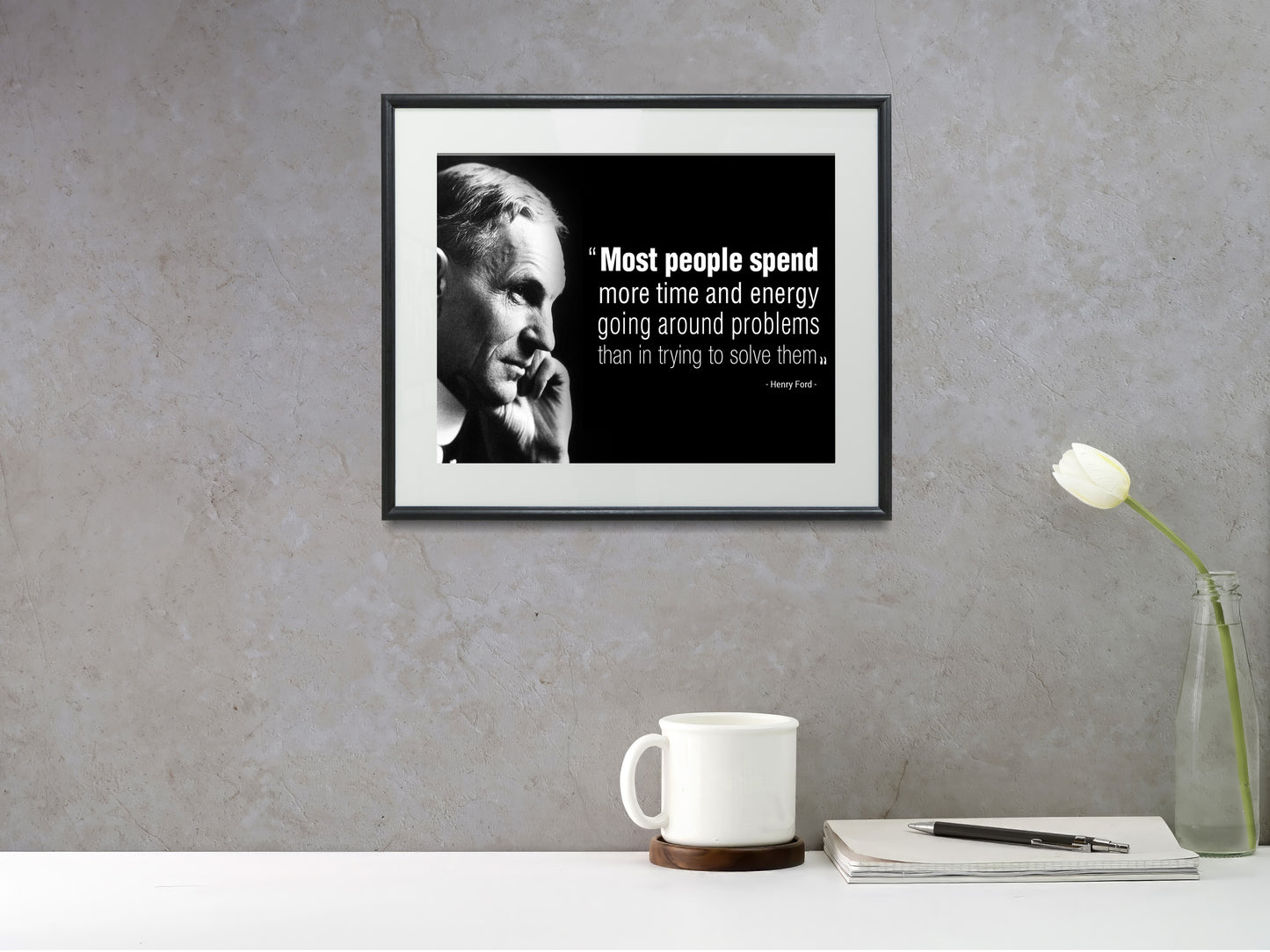 16x20 Framed Henry Ford Quote - Going Around Problems - vintageframedprints.com