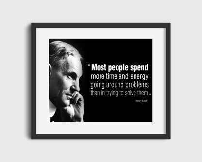 16x20 Framed Henry Ford Quote - Going Around Problems - vintageframedprints.com