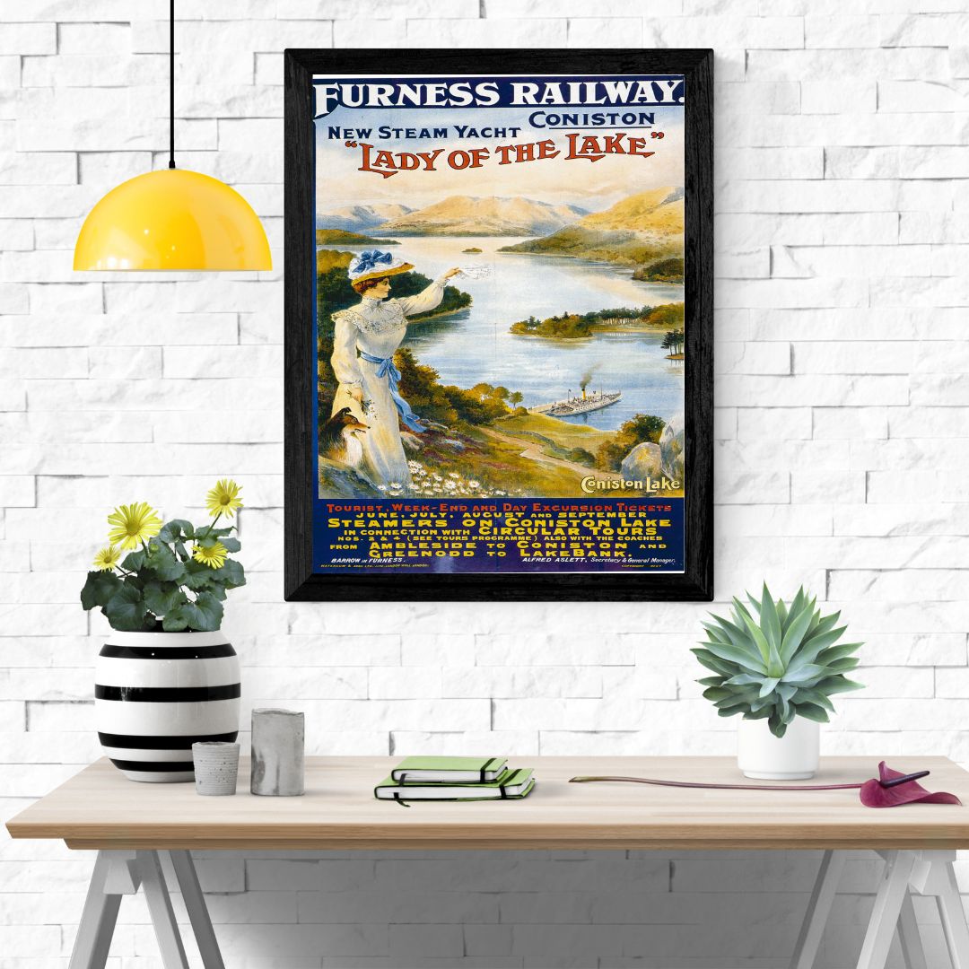 Travel Poster Print: Furness Railway - Coniston "Lady of the Lake" - vintageframedprints.com