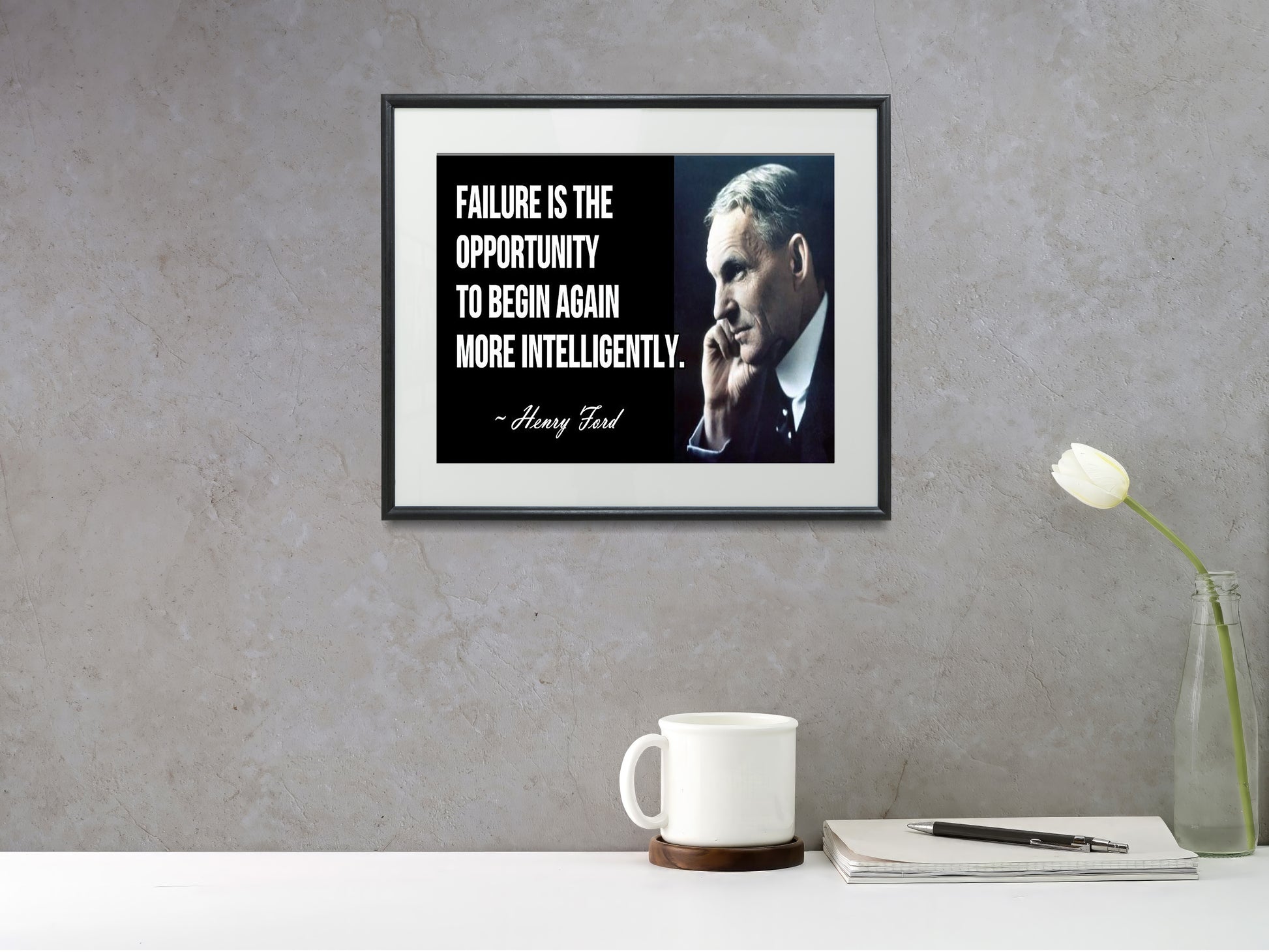 16x20 Framed Henry Ford Quote - Failure in the Opportunity to Begin Again - vintageframedprints.com