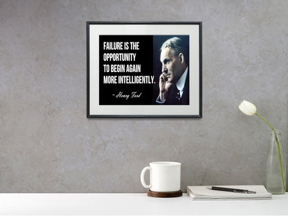 16x20 Framed Henry Ford Quote - Failure in the Opportunity to Begin Again - vintageframedprints.com