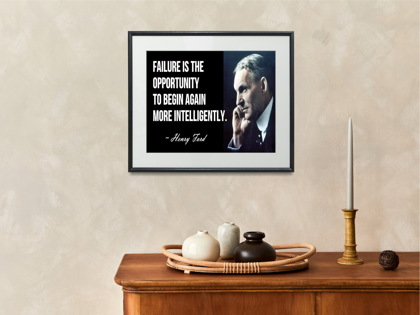 16x20 Framed Henry Ford Quote - Failure in the Opportunity to Begin Again - vintageframedprints.com