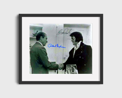 16x20 Framed Elvis And Nixon Autograph Promo Print - Shaking Hands - vintageframedprints.com