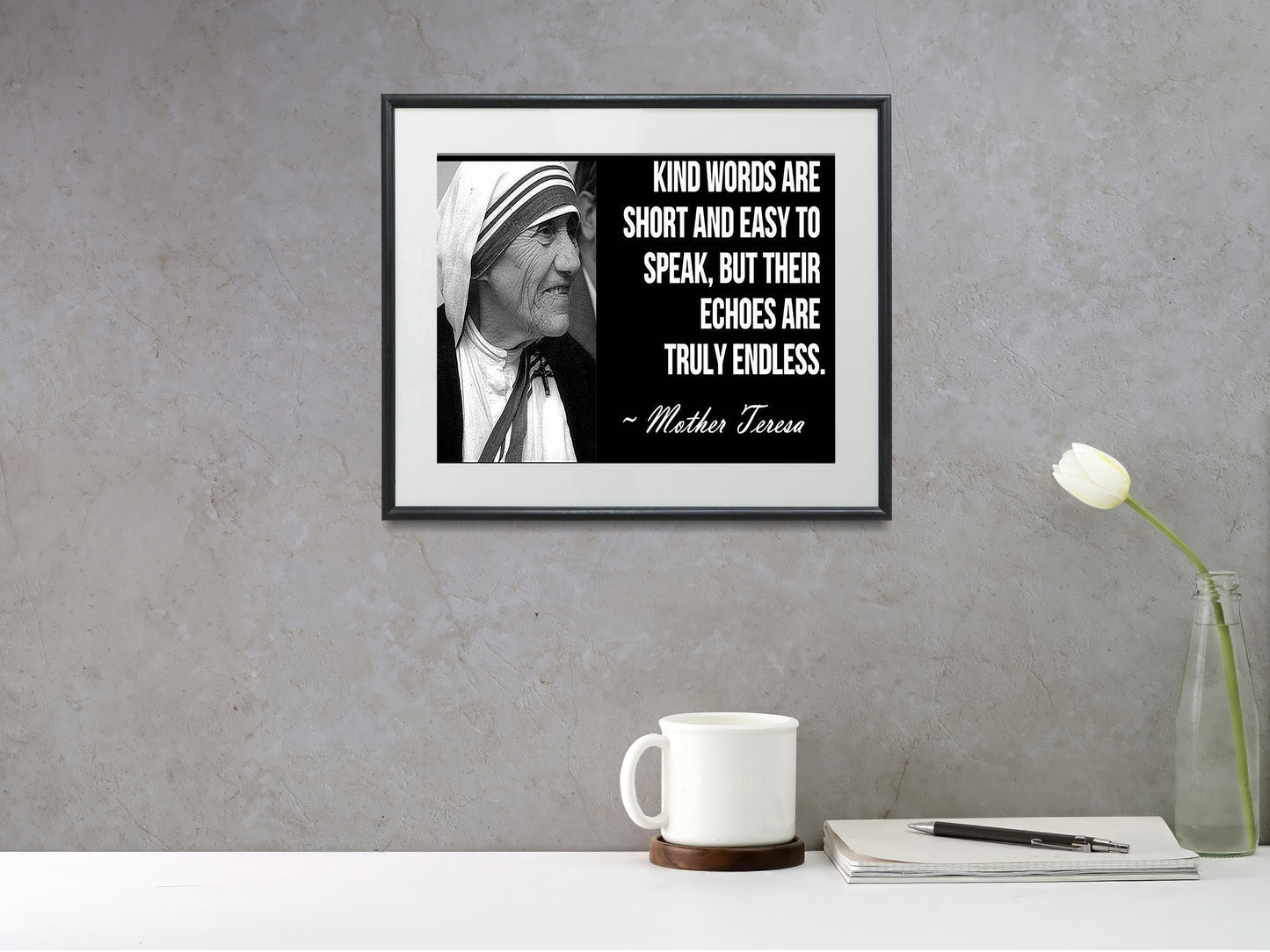 16x20 Framed Mother Teresa Quote - Kind Words - vintageframedprints.com