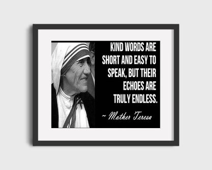 16x20 Framed Mother Teresa Quote - Kind Words - vintageframedprints.com